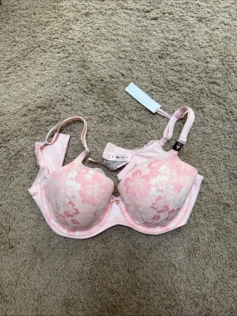 Victoria's Secret Pink & Cream Floral Lace Underwire Bra